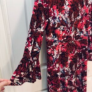 NWT! Nine West Red and Black Floral Long Sleeve Dress